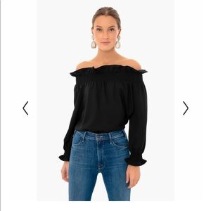 BLACK OFF THE SHOULDER MARGUERITE BLOUSE